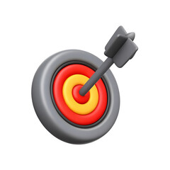 A 3D icon of an electric plug hitting a target isolated on white background