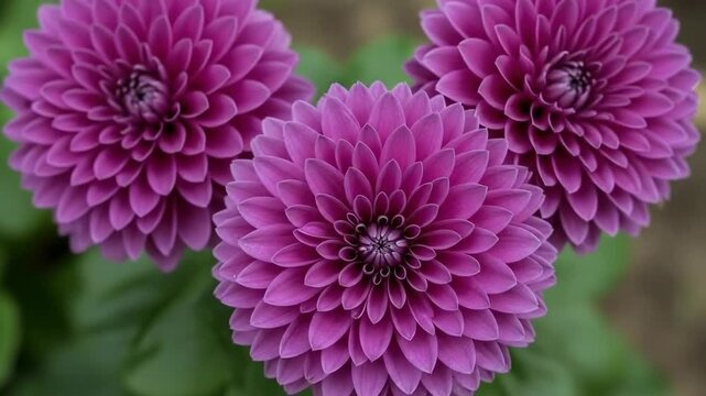 Vibrant purple dahlias in full bloom