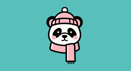 Cartoon panda wearing winter hat and scarf © Kodok