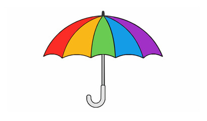 Obraz premium Multicolor cartoon umbrella vector illustration for rainy season isolated on white