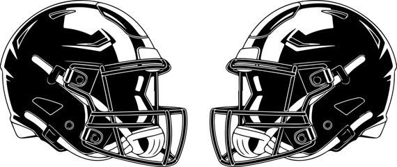 Fototapeta premium American Football Helmet Side View Black Silhouette