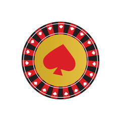 High-Contrast Poker Chip Design Featuring Red Spade and Gold Center