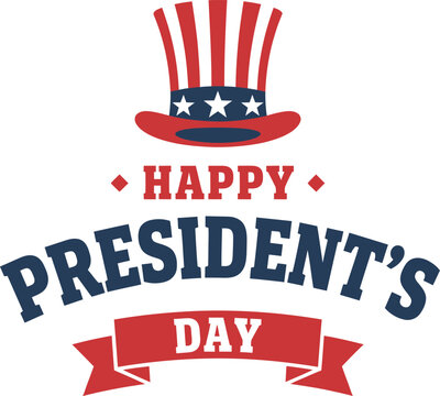 Happy presidents day greeting with uncle sam hat and banner