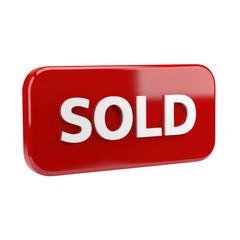Sold sign, isolated on transparent background