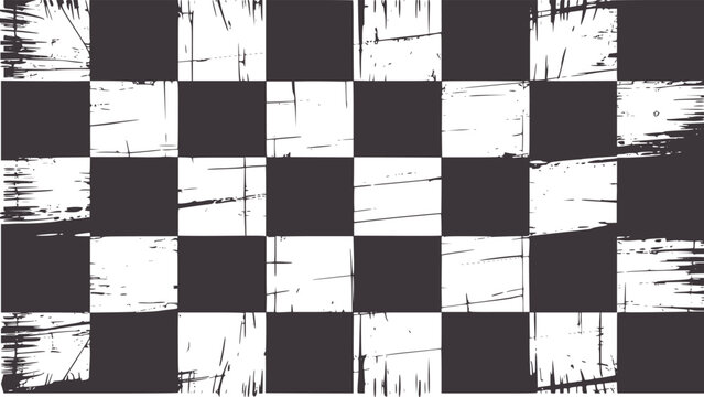 Grungy black and checkered pattern with distressed texture and scratches grunge