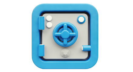 Blue and Gray 3D Safe Icon