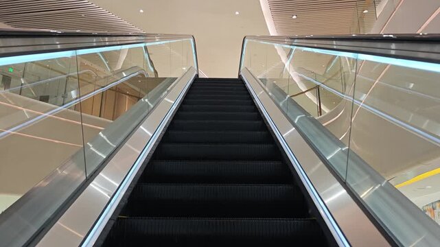 View from an ascending escalator.