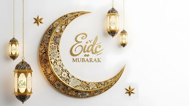 Elegant eid mubarak greeting card