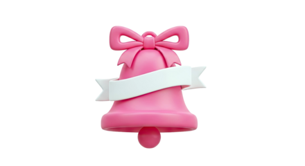 Pink 3D Bell with Bow and Blank Banner