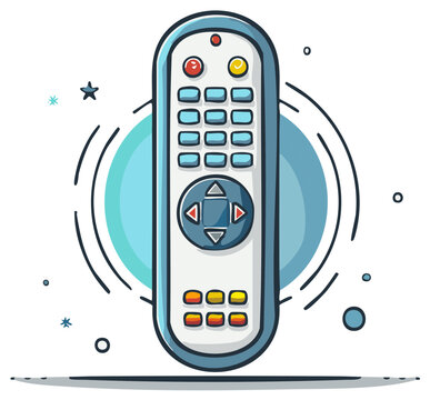 Modern television remote control with buttons and directional pad for entertainment technology