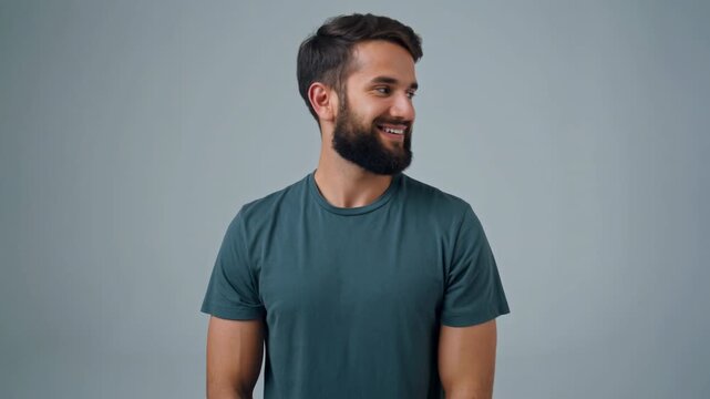 Casual Man With Beard And Genuine Smile, Dresseddown Man In Studio With Engaging Friendly Expression