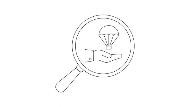 Delivery Service Icon Animation - Hand and Parachute Concept.