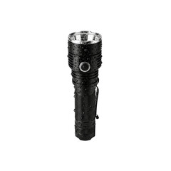 Black flashlight with water droplets