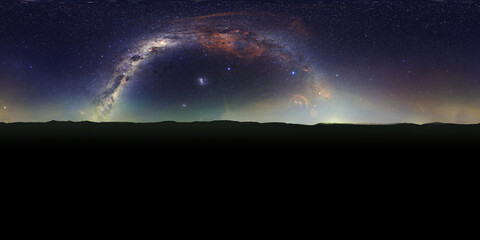 Milky Way Arch Panorama over Horizon – Starry Night Sky Background, 360°, vr, 3d render © Mathias Weil