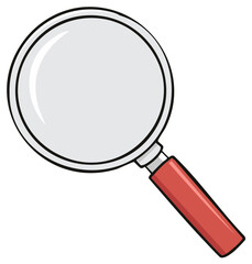Magnifying Glass with Red Handle Simple Illustration