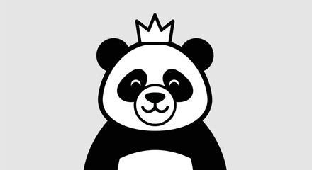 Fototapeta premium Cartoon panda wearing a crown