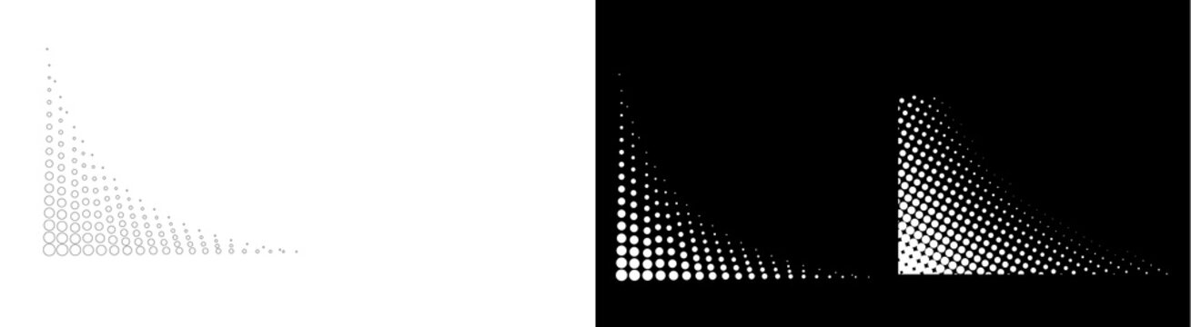 PNG image of&nbsp;Abstract geometric halftone dot pattern forming a gradient fading triangle shape in monochrome style on transparent background