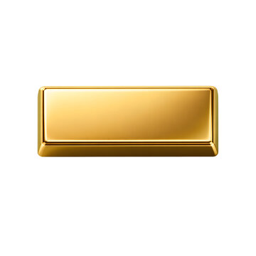 Gold Horizontal Metal Bar Button UI Element Isolated