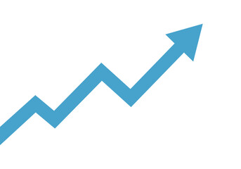 Flecha de gr&aacute;fico azul ascendente que indica crecimiento y &eacute;xito
