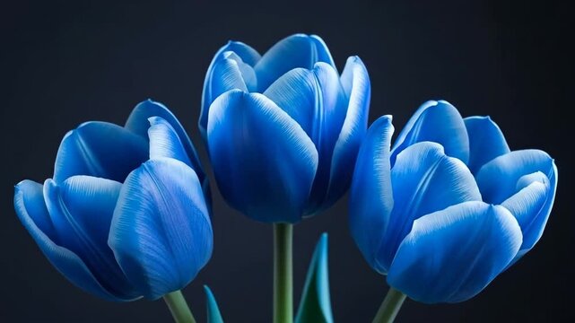Vibrant blue tulips in full bloom