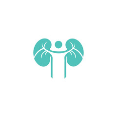 Teal Kidney Health Symbol Integrated with Human Silhouette Representing Wellness