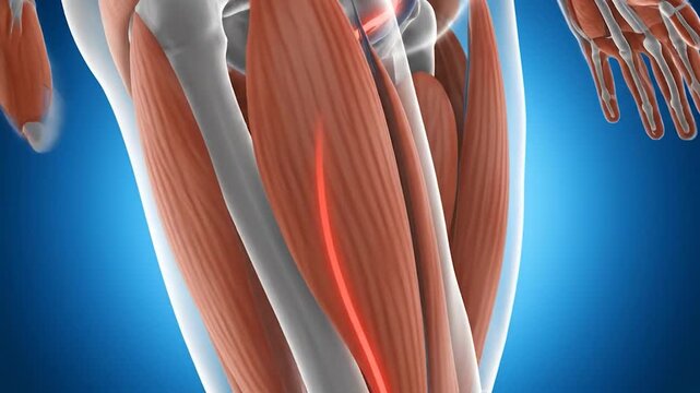 Human pelvis anatomy medical animation showing blood flow through damaged vein and muscles of leg