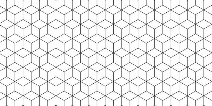 Abstract black square line hexagons seamless hexagon polygonal pattern background. vector seamless creative pattern bright white abstract honeycomb background.