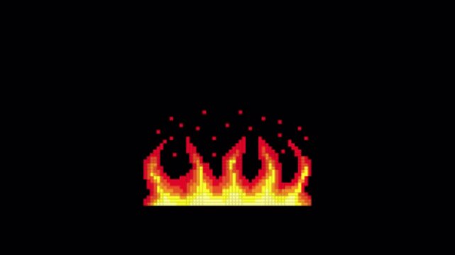 Pixel Explosion Dissolve Animation &ndash; Fire Burst With Particles, 4K Alpha Channel Loop