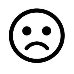 Sad Face Emoticon Line Icon.