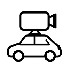 Taxi with rooftop advertising display line icon.