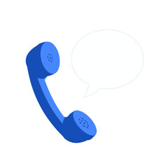 Telephone receiver with speech bubble icon.
