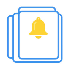 Yellow Bell UI Icon with Blue Border.