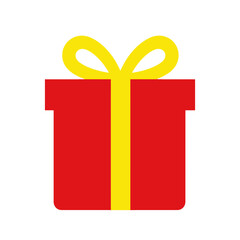Yellow gift box icon with red ribbon.