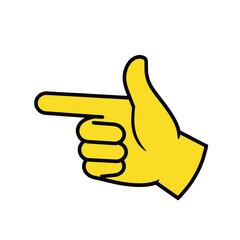 Yellow Hand Pointing Left Flat Vector Icon.