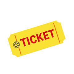 Yellow Movie Ticket Icon with Film Reel Symbol.