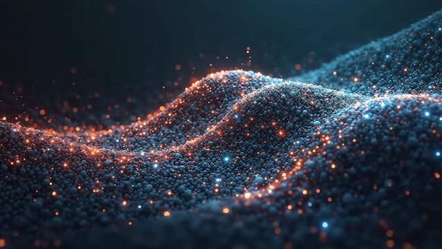 Vibrant Abstract Landscape with Glittering Particles and Depth Perception