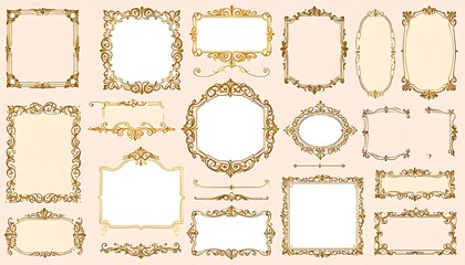 Obraz premium Elegant Gold Frame Collection for Invitations and Design Projects.
