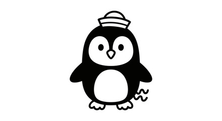 Naklejka premium Cartoon penguin in sailor hat illustration