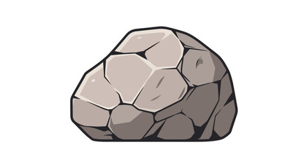 Cartoon style illustration of a large gray rock on white background © Rohim