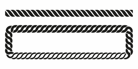 Black rope designs a straight line and a rectangular frame illustration © Bijoy