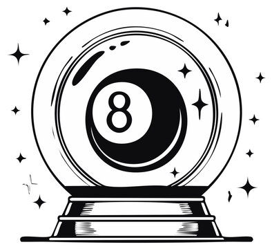 Mystical 8 Ball Fortune Teller Crystal Ball with Sparkling Stars and Magic Aura