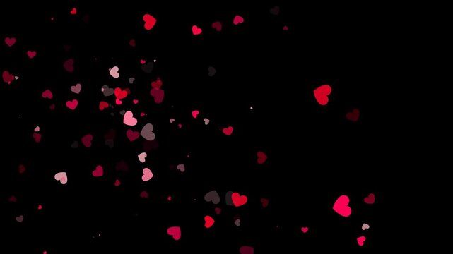 valentines day hearts confetti explosion alpha channel animation,shiny glowing heart romantic valentine love overlay social media motion design element