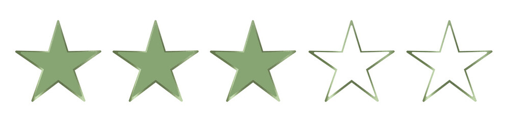 Obraz premium Three out of five star rating icon showing an average evaluation level. Visual concept for feedback,