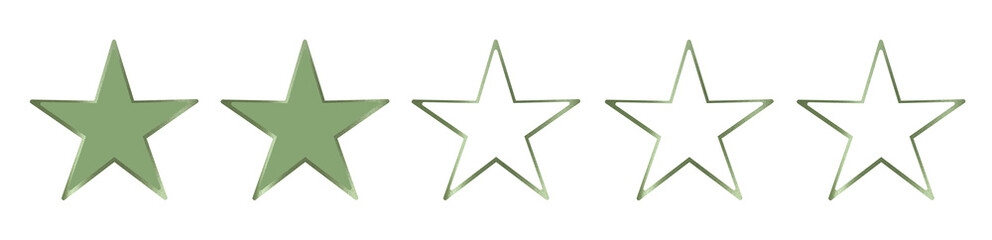Obraz premium Two out of five star rating icon representing a low evaluation level. Concept of customer feedback,
