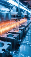 Obraz premium Automated glass bottle production line in a modern factory.