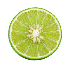 Vibrant slice of fresh lime fruit isolated on transparent background