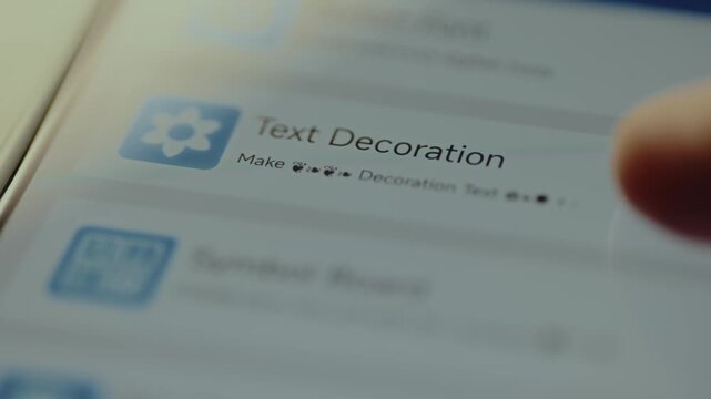 User choosing the Text Decoration function to add decorations to the text