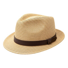 Classic brown strapped summer hat headwear fashion accessory on transparent background