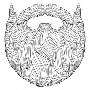 Rounded full beard front view vector sketch. Soft contour men beard.