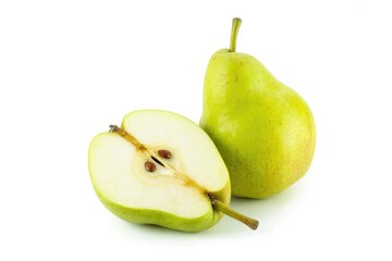 Green Pears Fresh Fruit Isolated on White Background